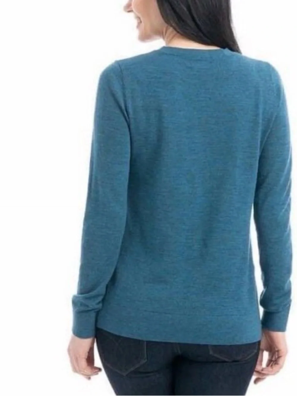 Katherine Barclay Womens Extra Fine Merino Wool Sweater Teal Blue Size Medium - Picture 2 of 8